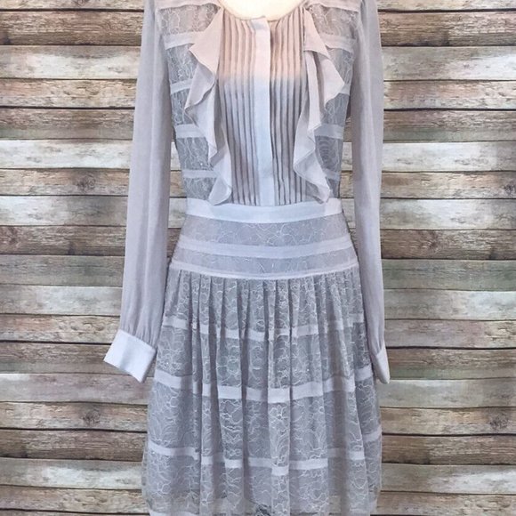 NWT $348 BCBG MaxAzria Womens Size 8 Kadee Long Sleeve Lace Dress in Rose Mist - Picture 4 of 12